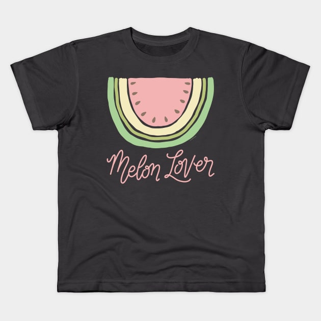 Watermelon Melon Lover Boho Minimal Watermelon Slice Art Kids T-Shirt by DoubleBrush